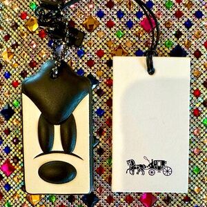 Coach Black and Cream Leather Disney Goofy Keychain
